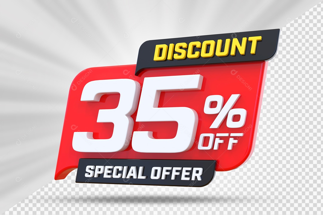 Selo 3D Vermelho Discount Special Offer 35% Para Composição PSD