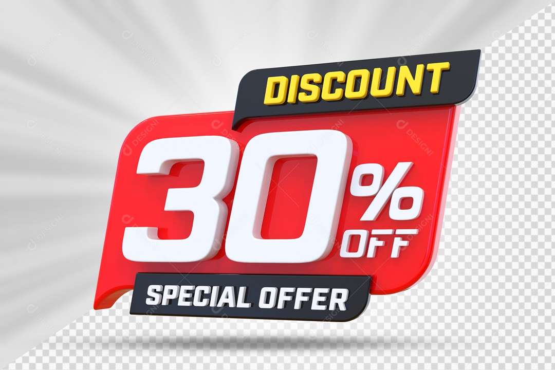 Selo 3D Vermelho Discount Special Offer 30% Para Composição PSD