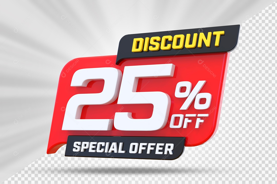 Selo 3D Vermelho Discount Special Offer 25% Para Composição PSD