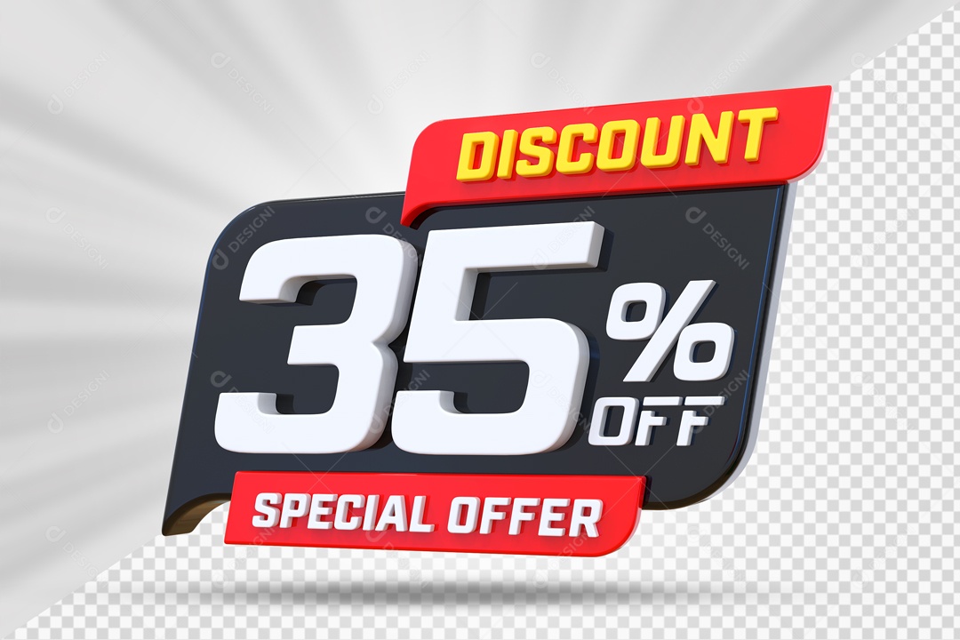 Selo 3D Preto Discount Special Offer 35% Para Composição PSD