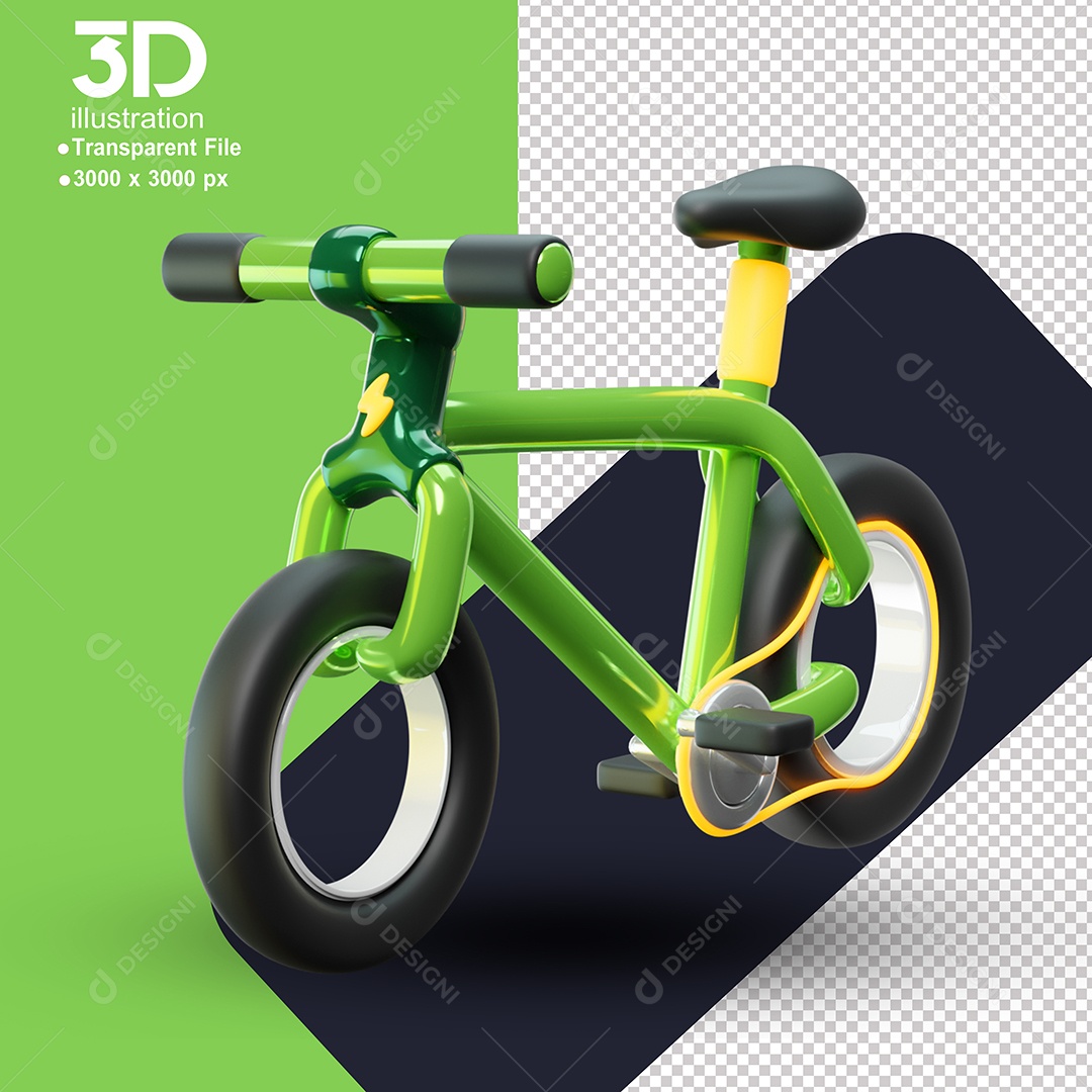 Bicicleta Verde Elemento 3D de Sustentabilidade para Composição PSD