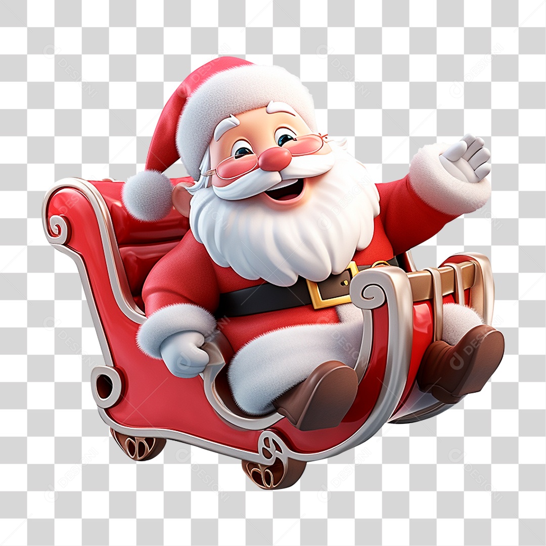 Papai Noel no Treno PNG Transparente