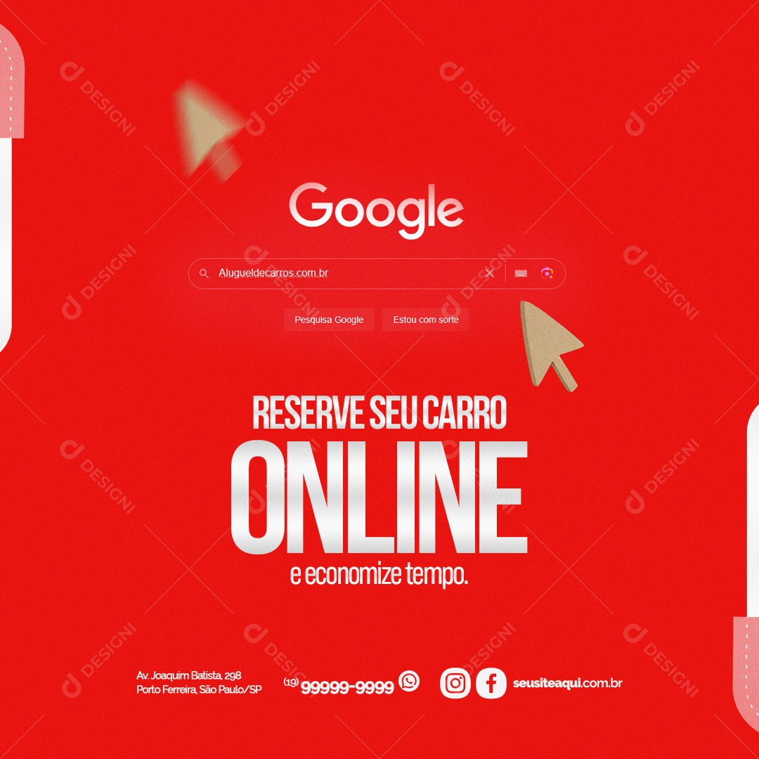 Locadora de Carro Reserve seu Carro Online e Economize Tempo Social Media PSD Editável