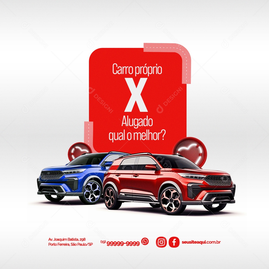 Car Rental Company What is the Best Own Car vs. Rented Social Media PSD Editable