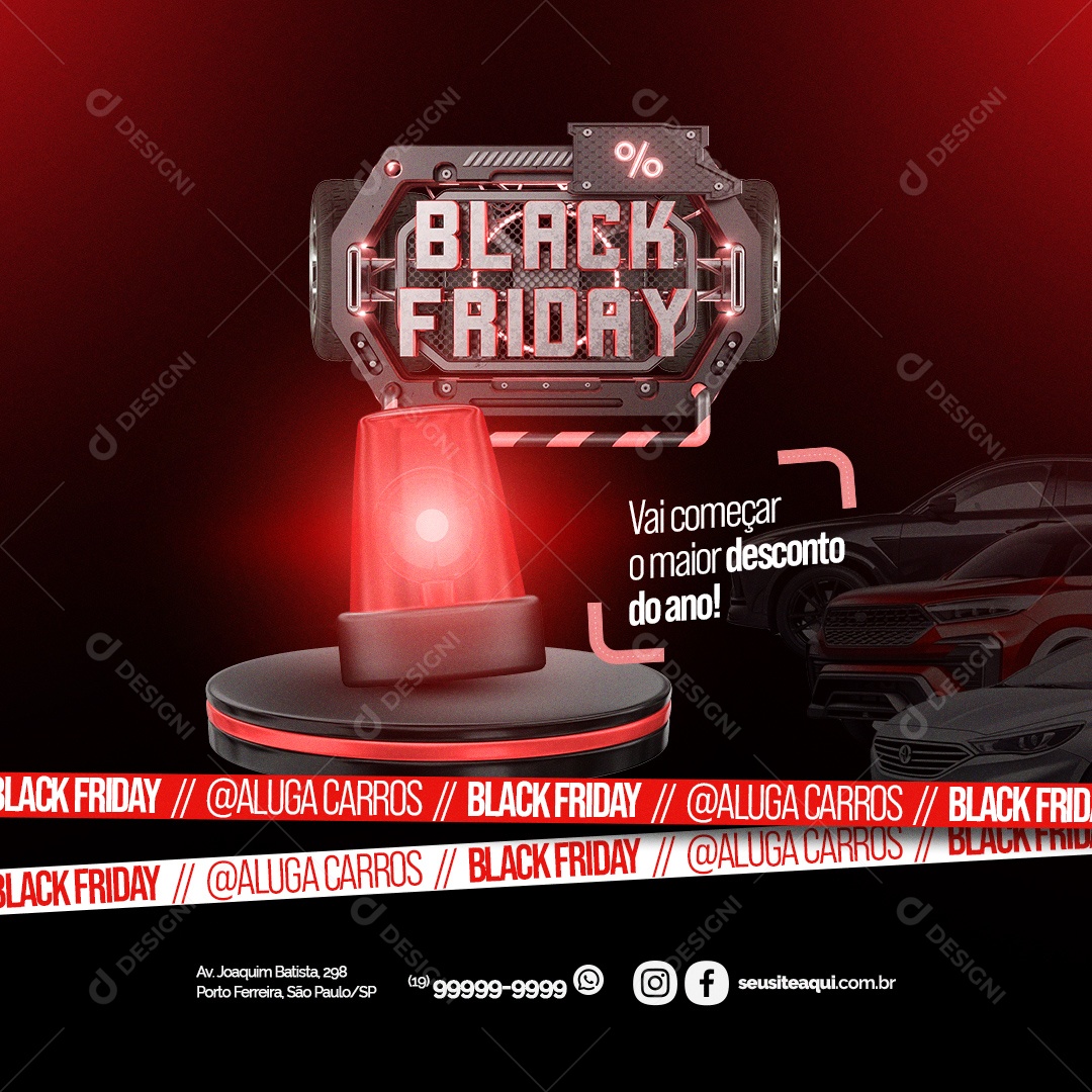 Locadora de Carro Black Friday Vai Começar o Maior Desconto do Ano Social Media PSD Editável