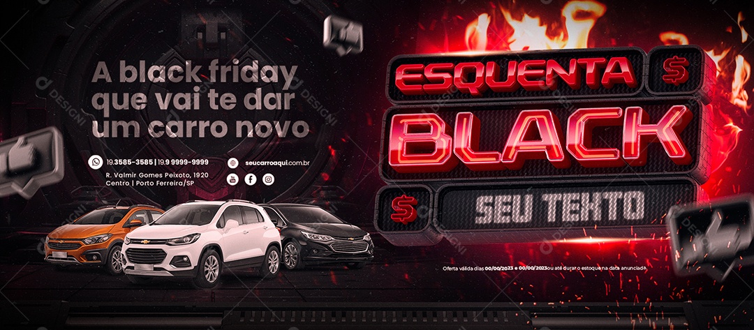 Banner Esquenta Black Concessionária a Black Friday que Vai te Dar um Carro Novo Social Media PSD Editável