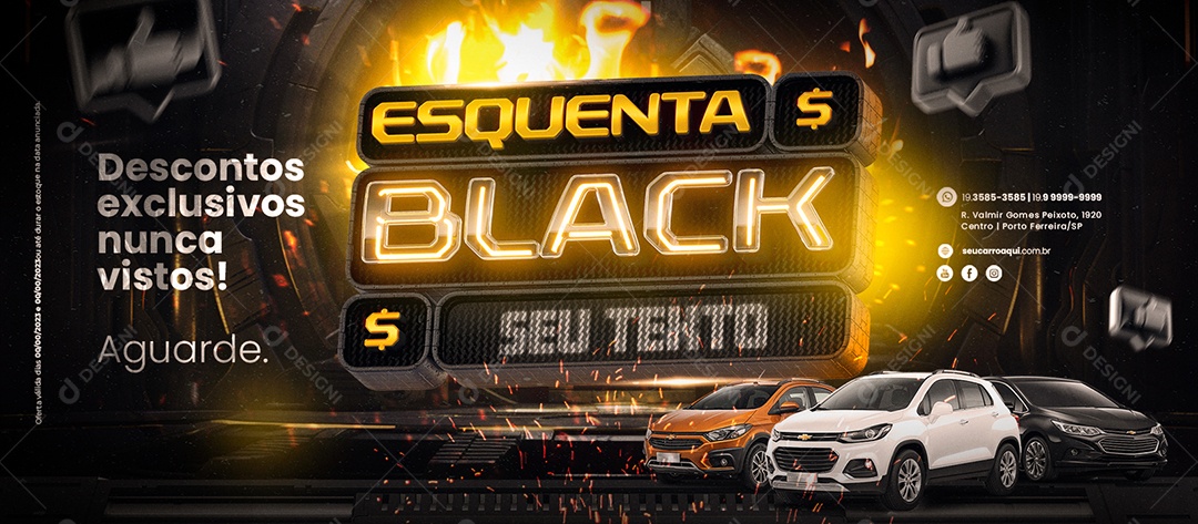 Banner Esquenta Black Concessionária Descontos Exclusivos Nunca Vistos Social Media PSD Editável