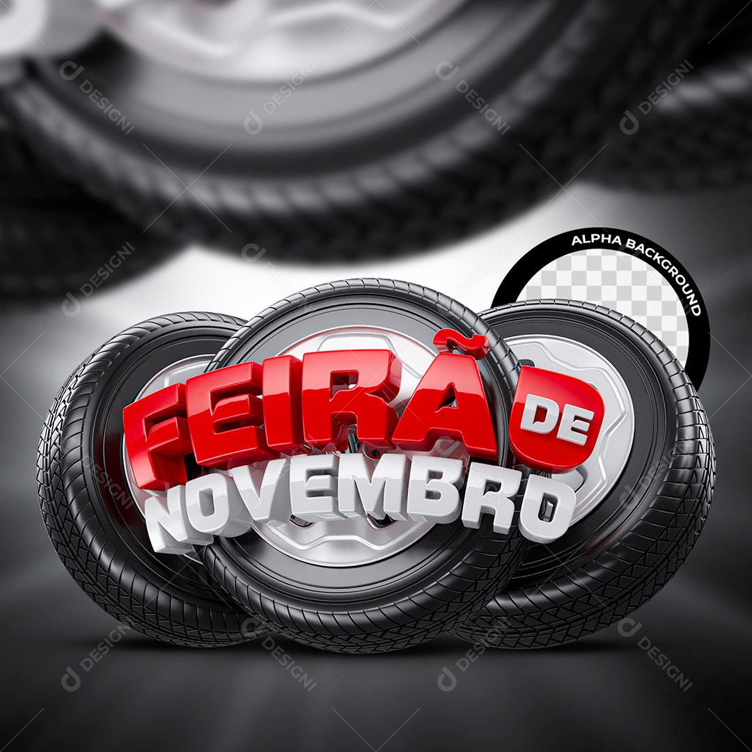 Feirão de Novembro Selo 3D Branco e Vermelho para Composição PSD