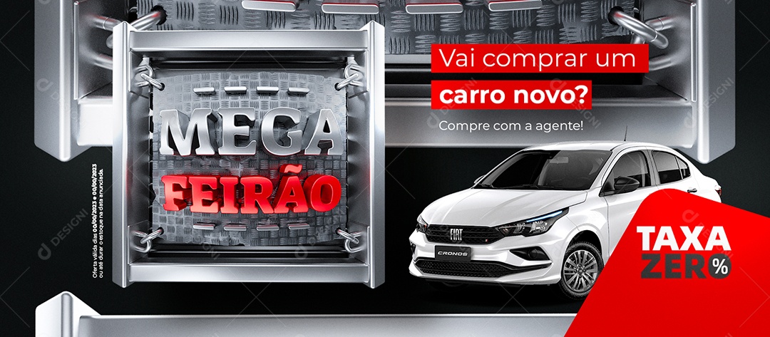 Banner Mega Feirão Concessionária Vai Comprar um Carro Novo Compre com a Gente Social Media PSD Editável