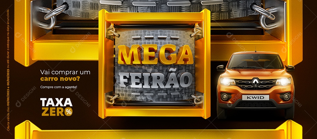 Banner Mega Feirão Concessionária Vai Comprar um Carro Novo Taxa Zero Social Media PSD Editável