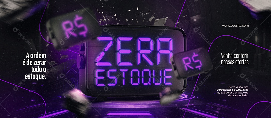 Banner Zera Estoque A Ordem é de Zerar Todo o Estoque Social Media PSD Editável