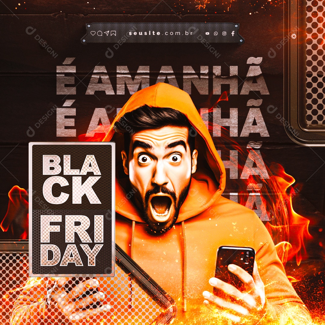 Black Friday é Amanhã Lojas Social Media PSD Editável