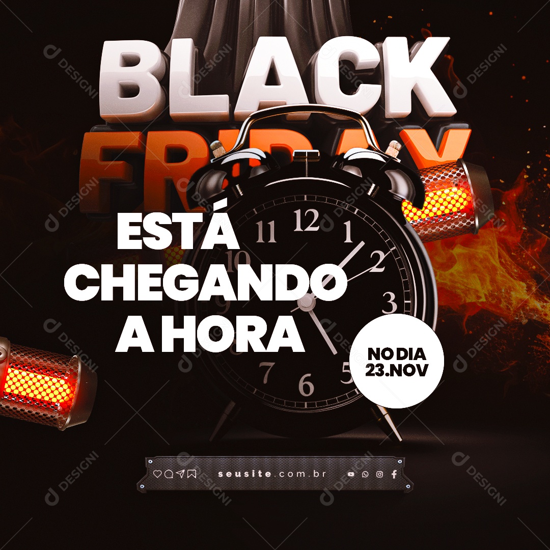 Black Friday Está Chegando a Hora Social Media PSD Editável