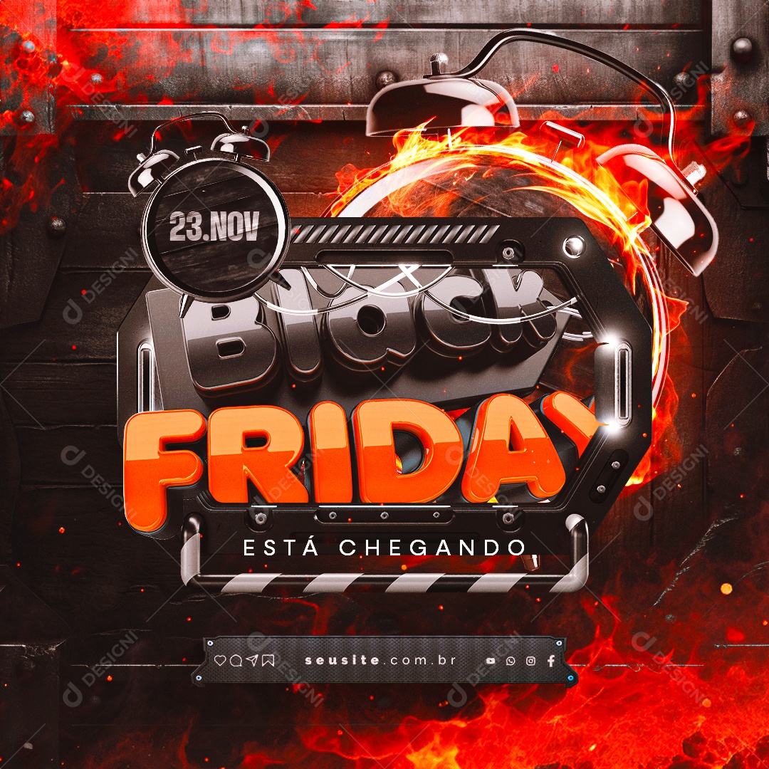 Lojas 23 de Novembro Está Chegando Black Friday Social Media PSD Editável