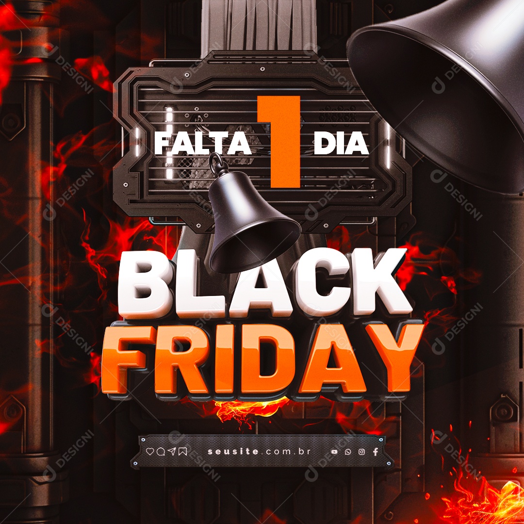Falta 1 Dia Black Friday Lojas Social Media PSD Editável