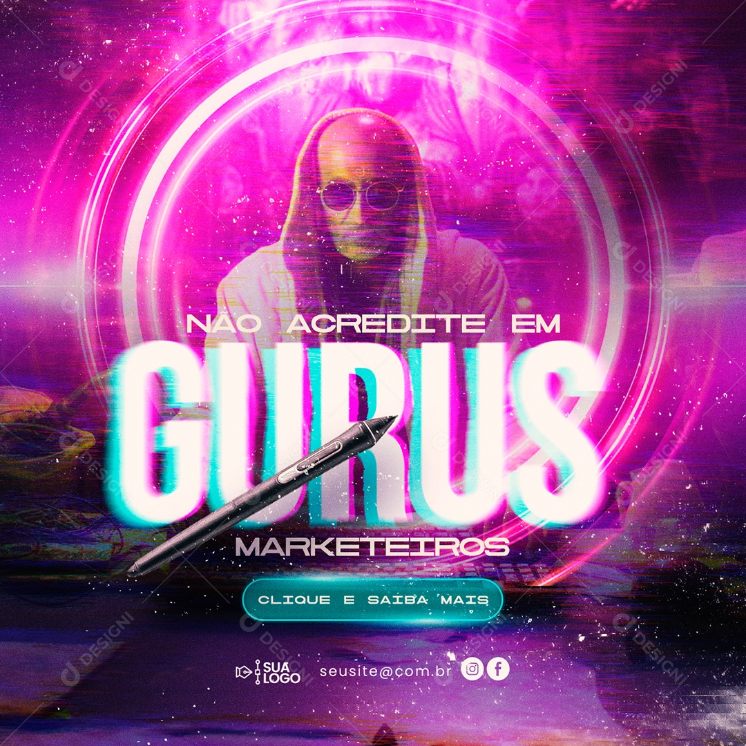 Marketing Digital Não Acredite em Gurus Marketeiros Social Media PSD Editável