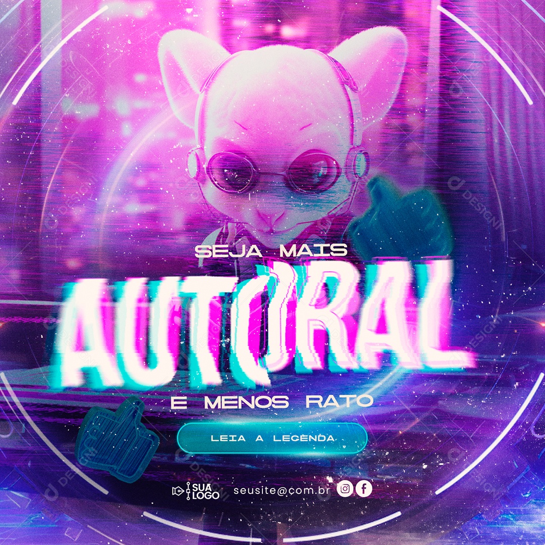 Marketing Digital Seja Mais Autoral e Menos Rato Leia a Legenda Social Media PSD Editável