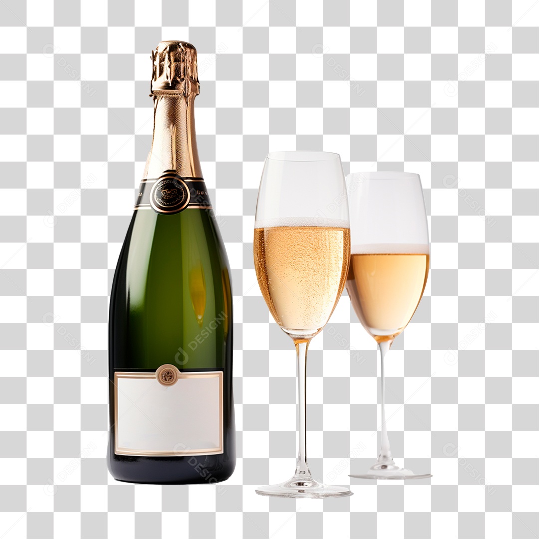 Champanhe com Taças PNG Transparente