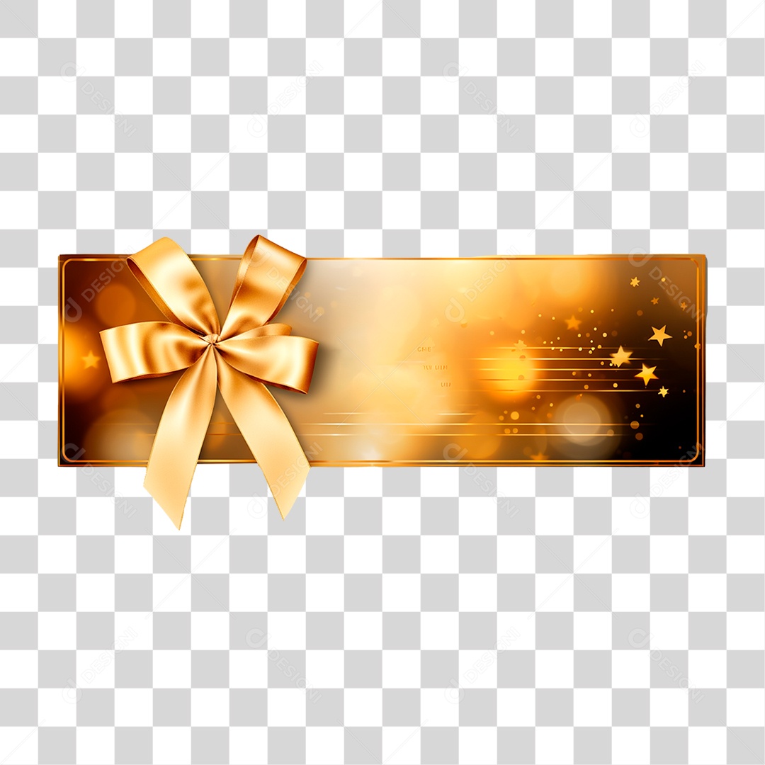 Caixa de Presente Dourada PNG Transparente