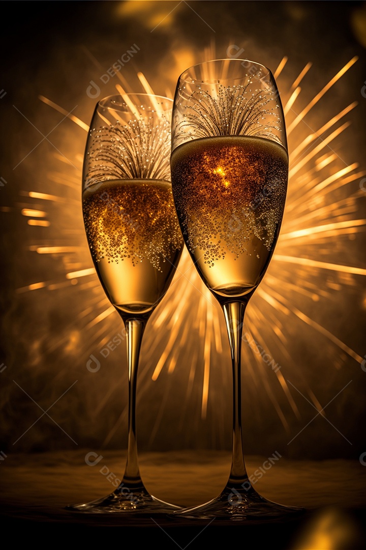 Taças com bebidas espumantes