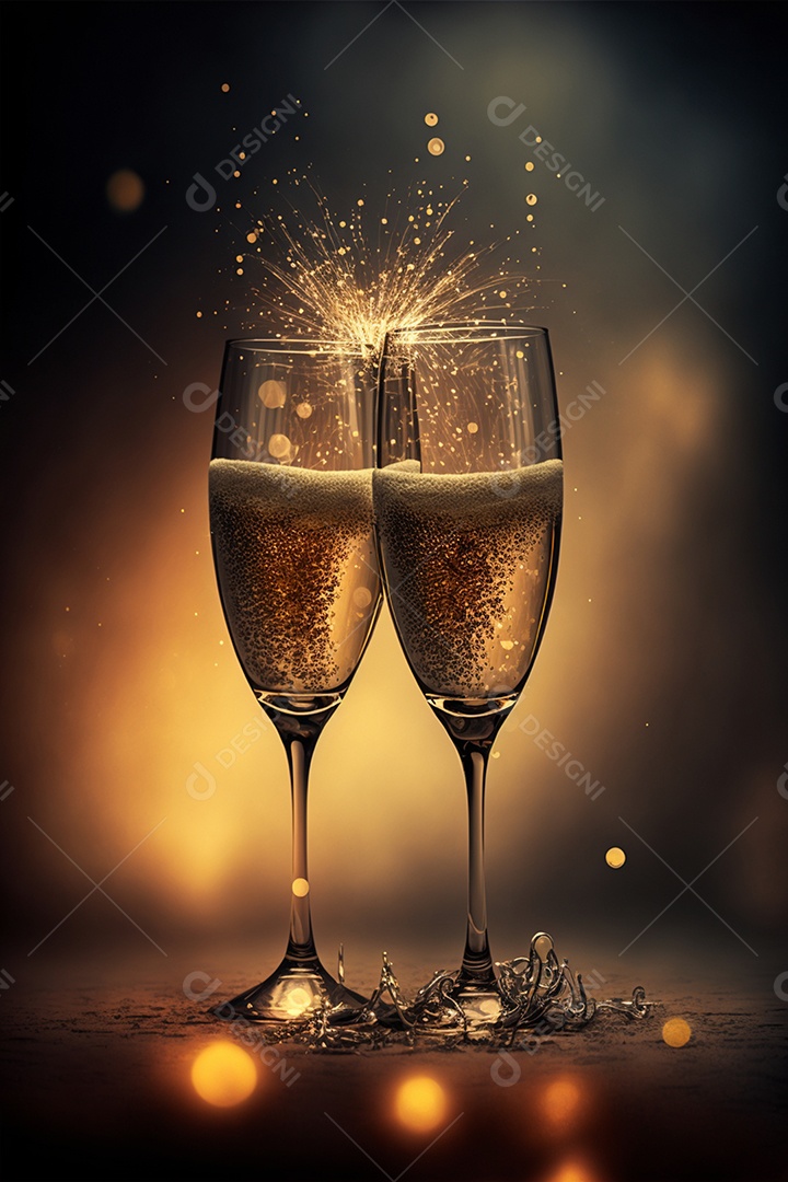 Taças com bebidas espumantes