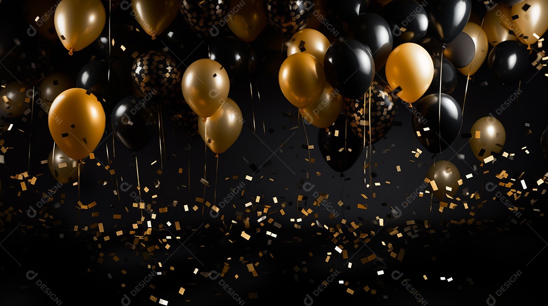 Balões pretos e dourados