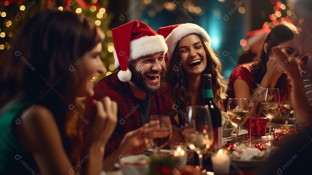 Família sorridente comemorando o natal