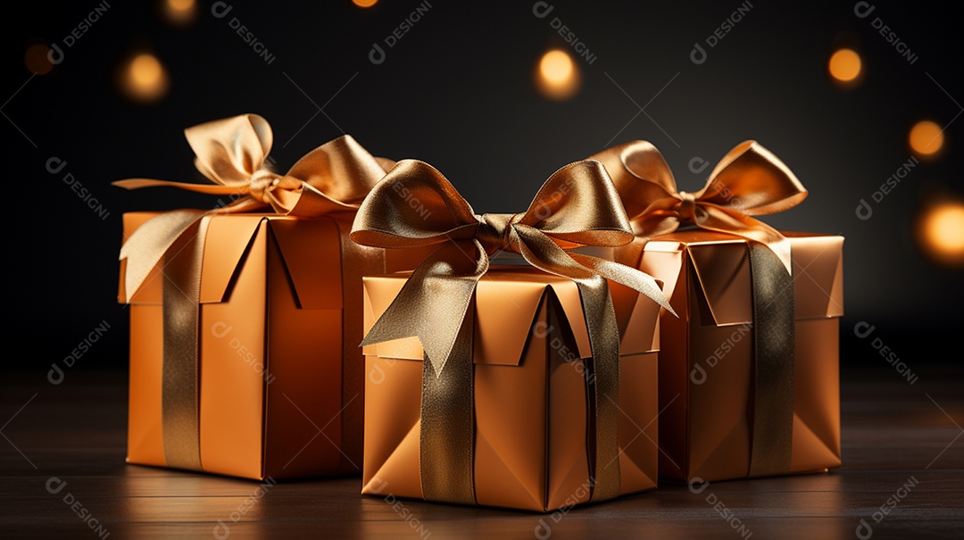 Caixas de presentes dourados