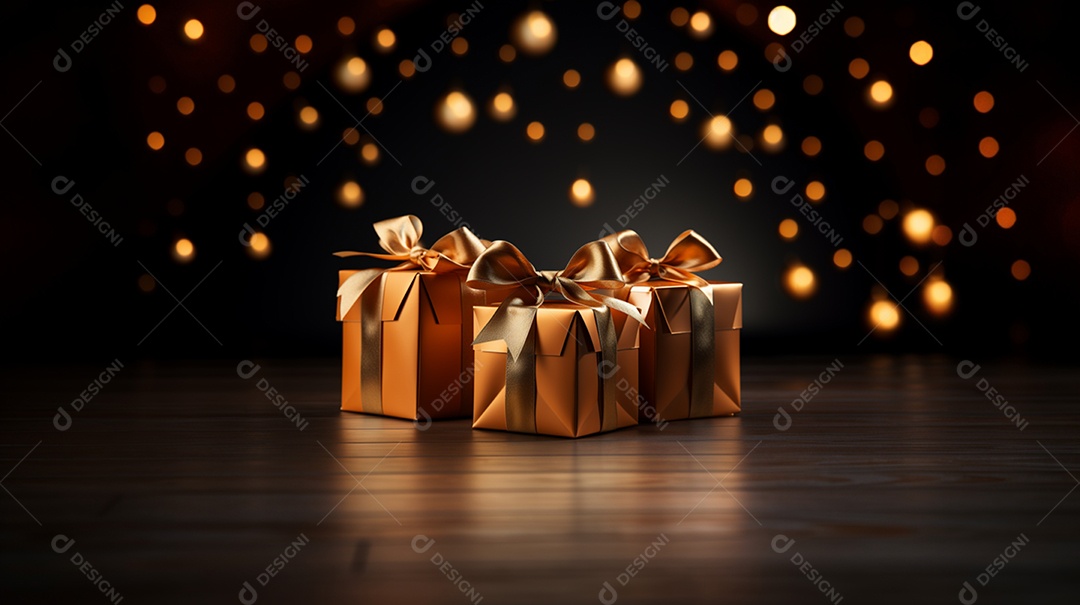 Caixas de presentes dourados