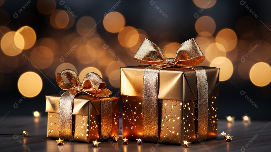 Caixas de presentes dourados