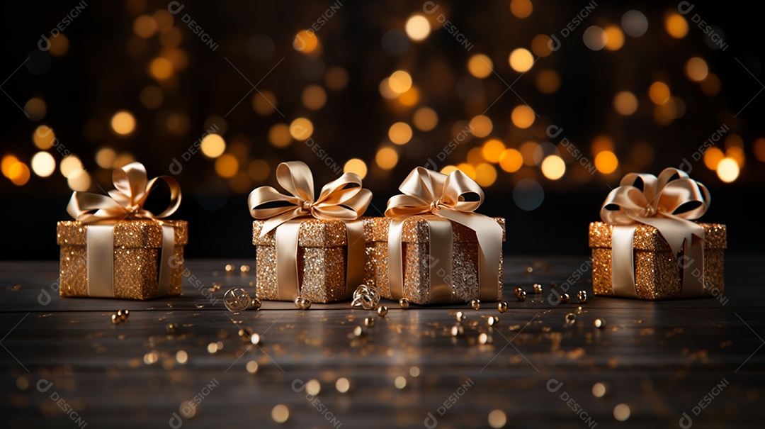 Caixas de presentes dourados