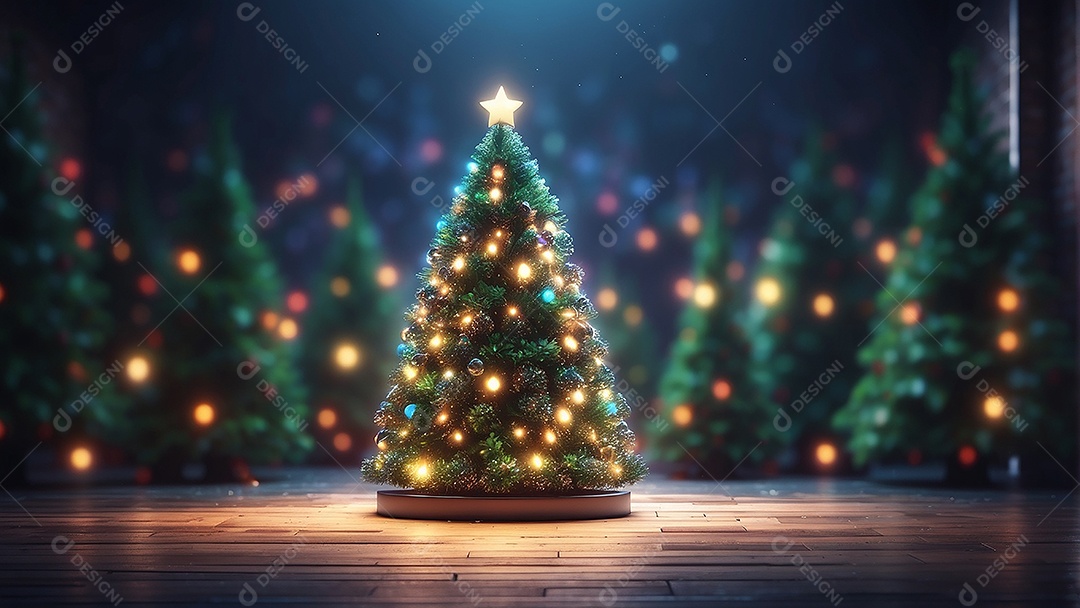 Cenário natalino sobre uma mesa de madeira