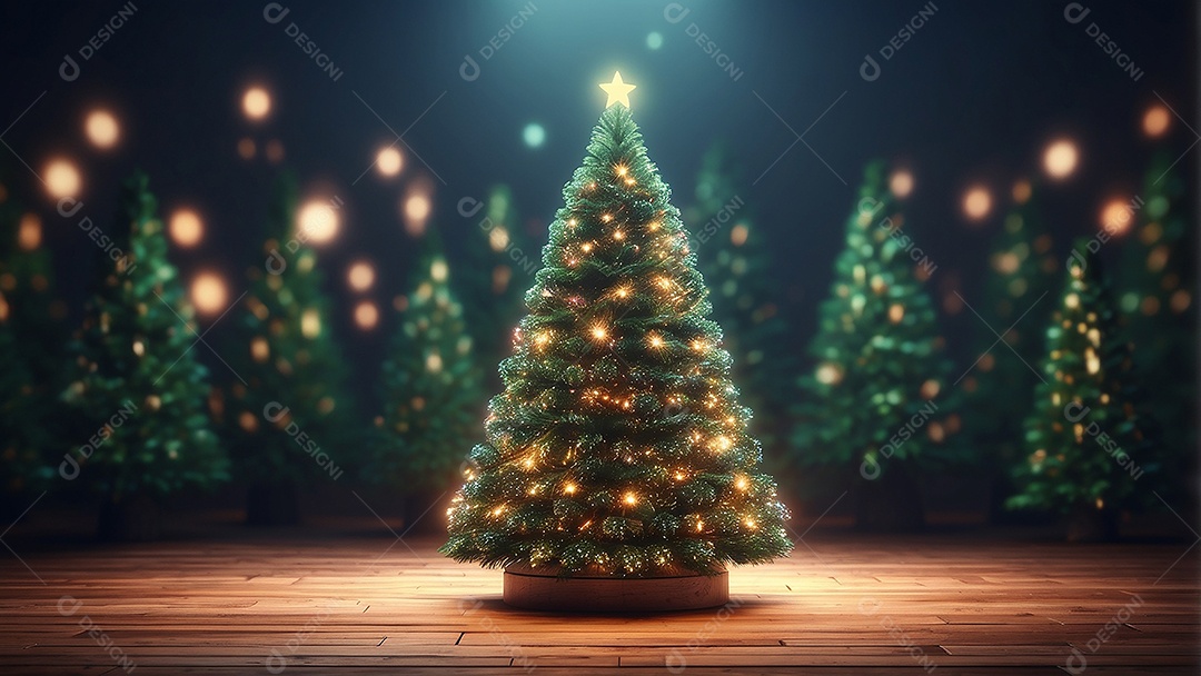 Cenário natalino sobre uma mesa de madeira