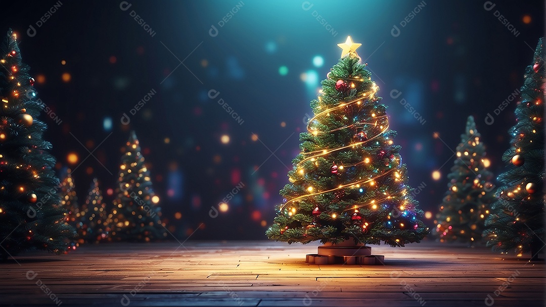 Cenário natalino sobre uma mesa de madeira