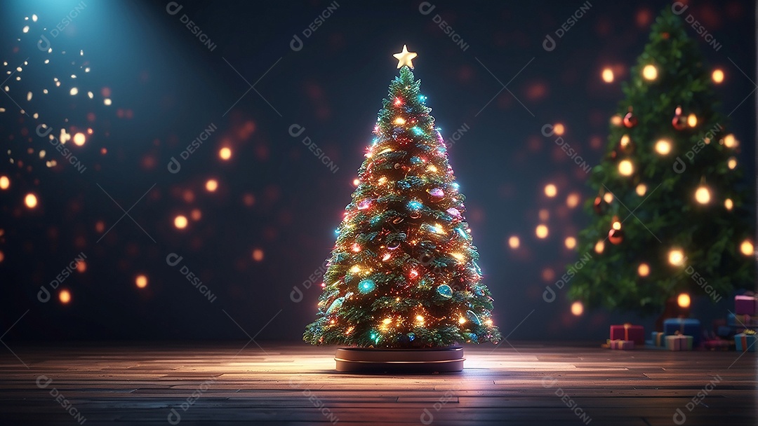 Cenário natalino sobre uma mesa de madeira