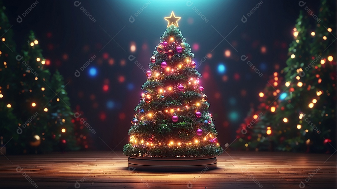 Cenário natalino sobre uma mesa de madeira