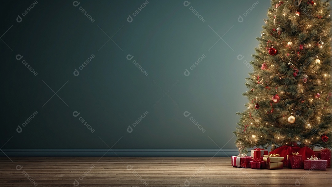 Cenário natalino sobre uma mesa de madeira