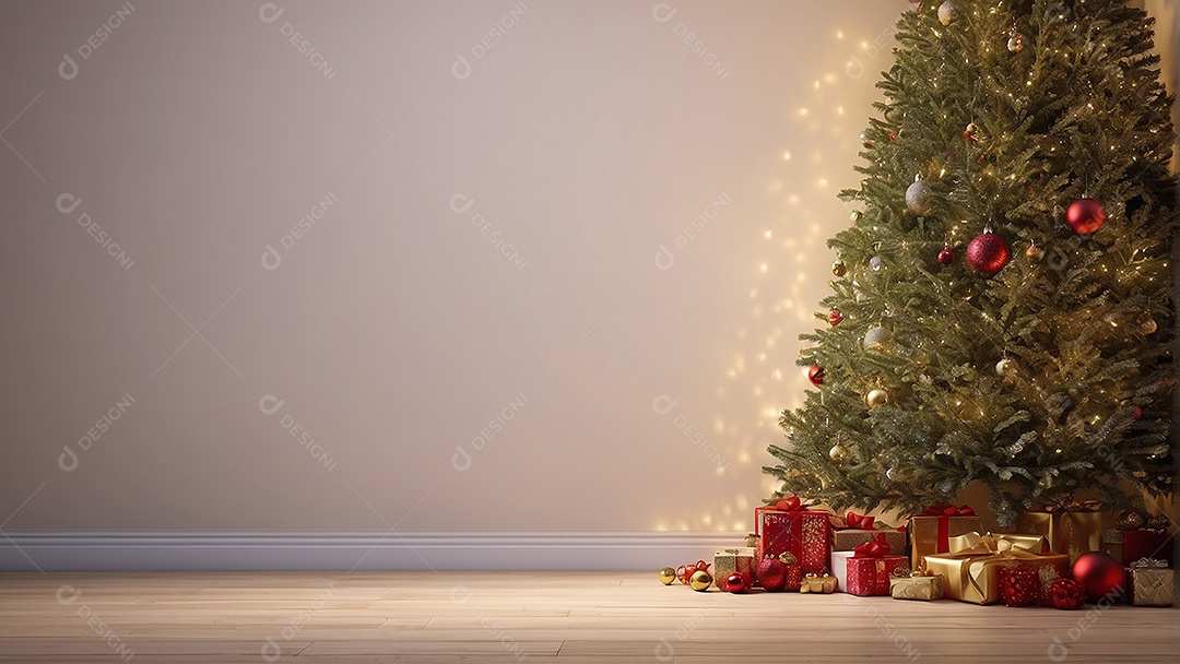 Cenário natalino sobre uma mesa de madeira