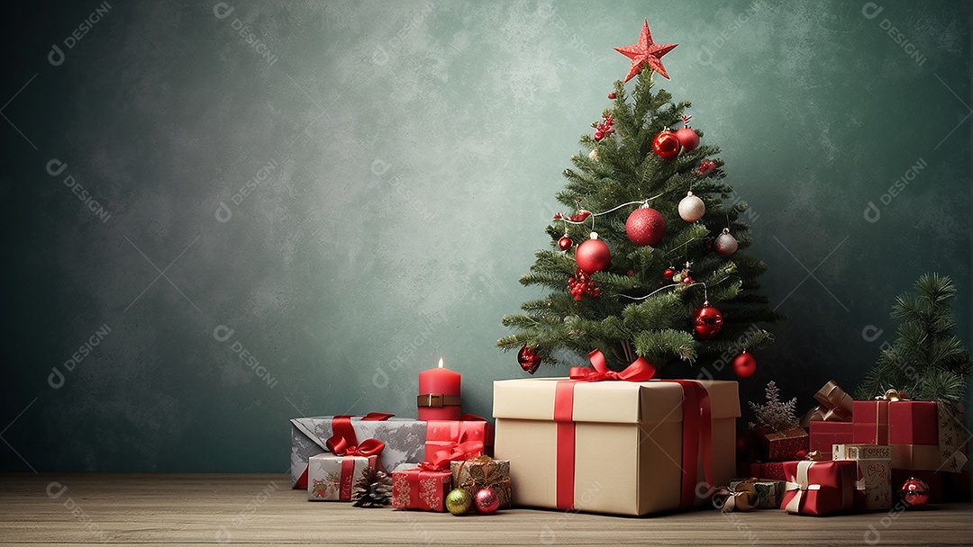 Christmas scenario on a wooden table