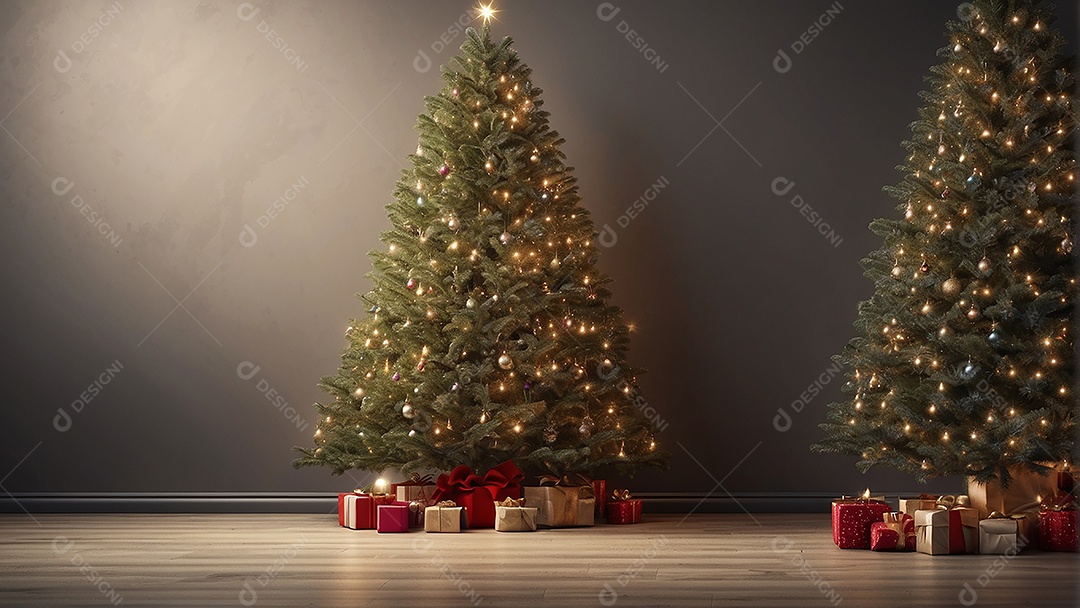 Cenário natalino sobre uma mesa de madeira