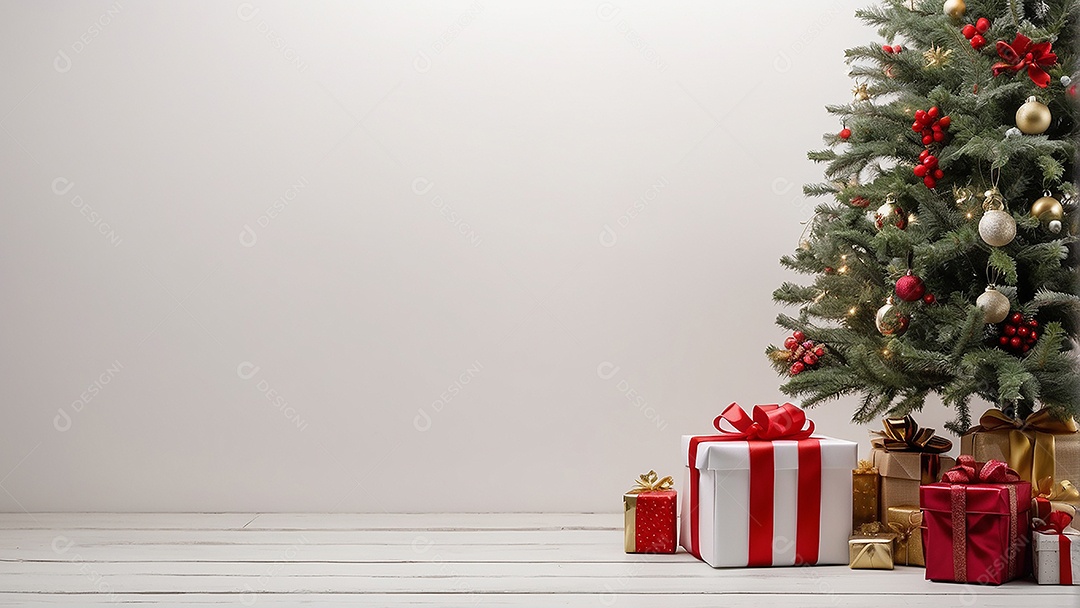 Cenário natalino sobre uma mesa de madeira