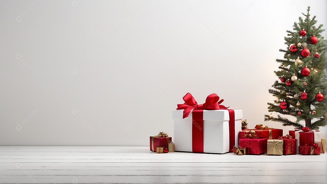 Cenário natalino sobre uma mesa de madeira