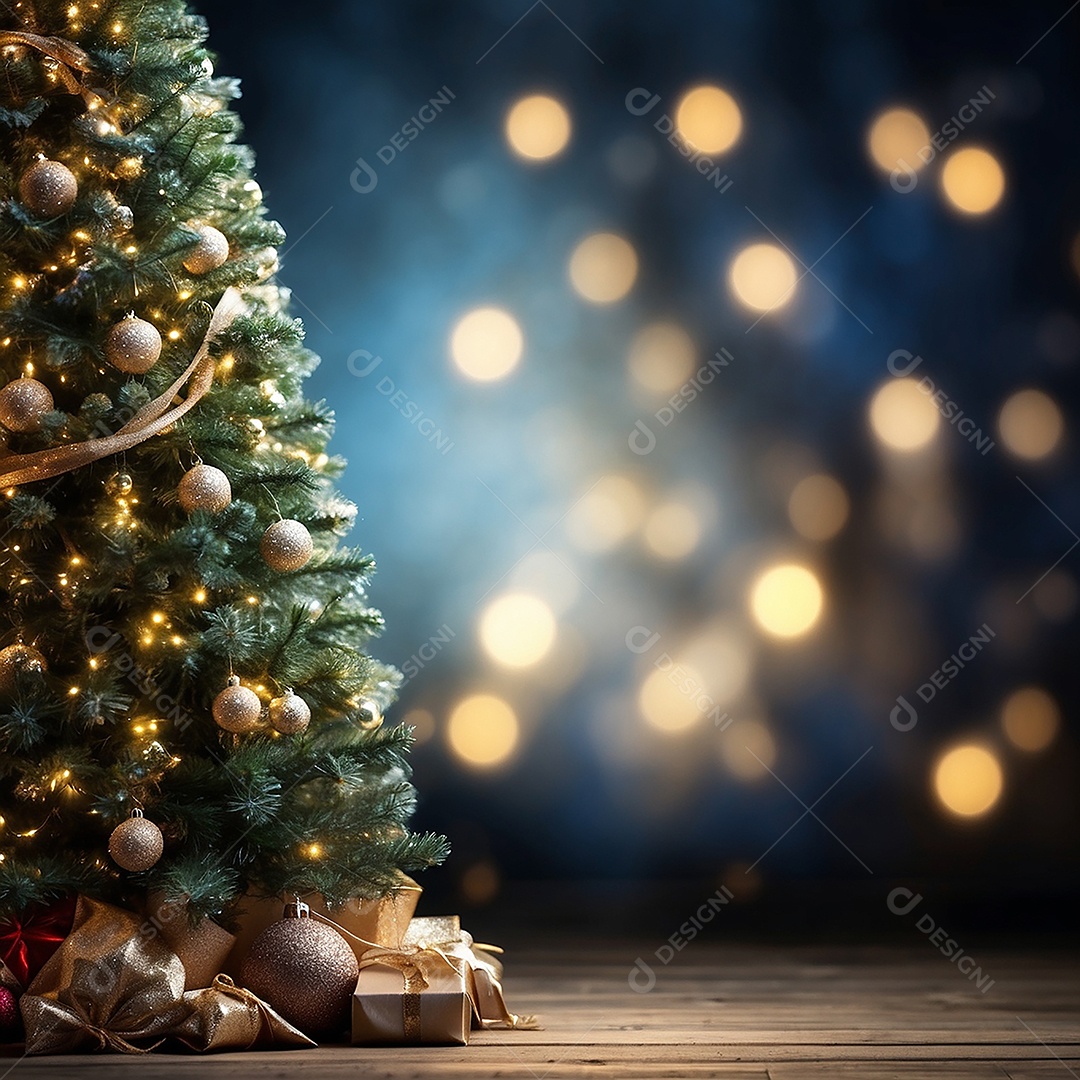 Cenário natalino sobre uma mesa de madeira