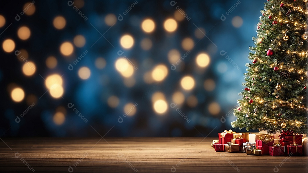 Arvore natal presente presentes luz luzes bokeh cenário borrado IA Inteligência Artificial Fotos Imagens JPG