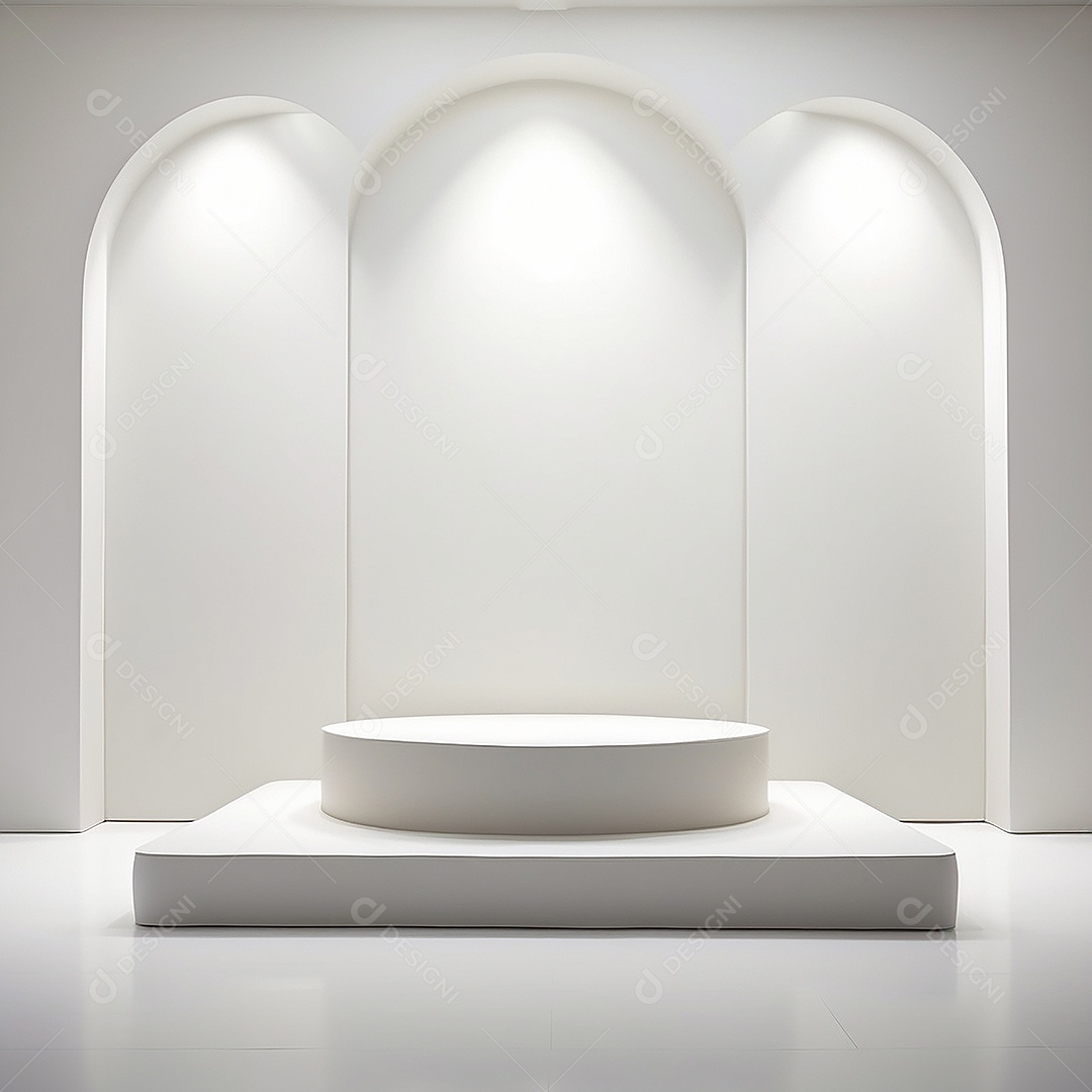 Pódio branco vazio fundo branco