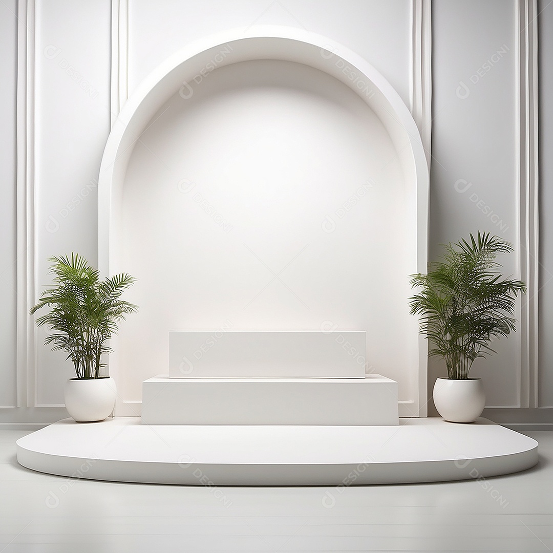 Pódio branco vazio fundo branco