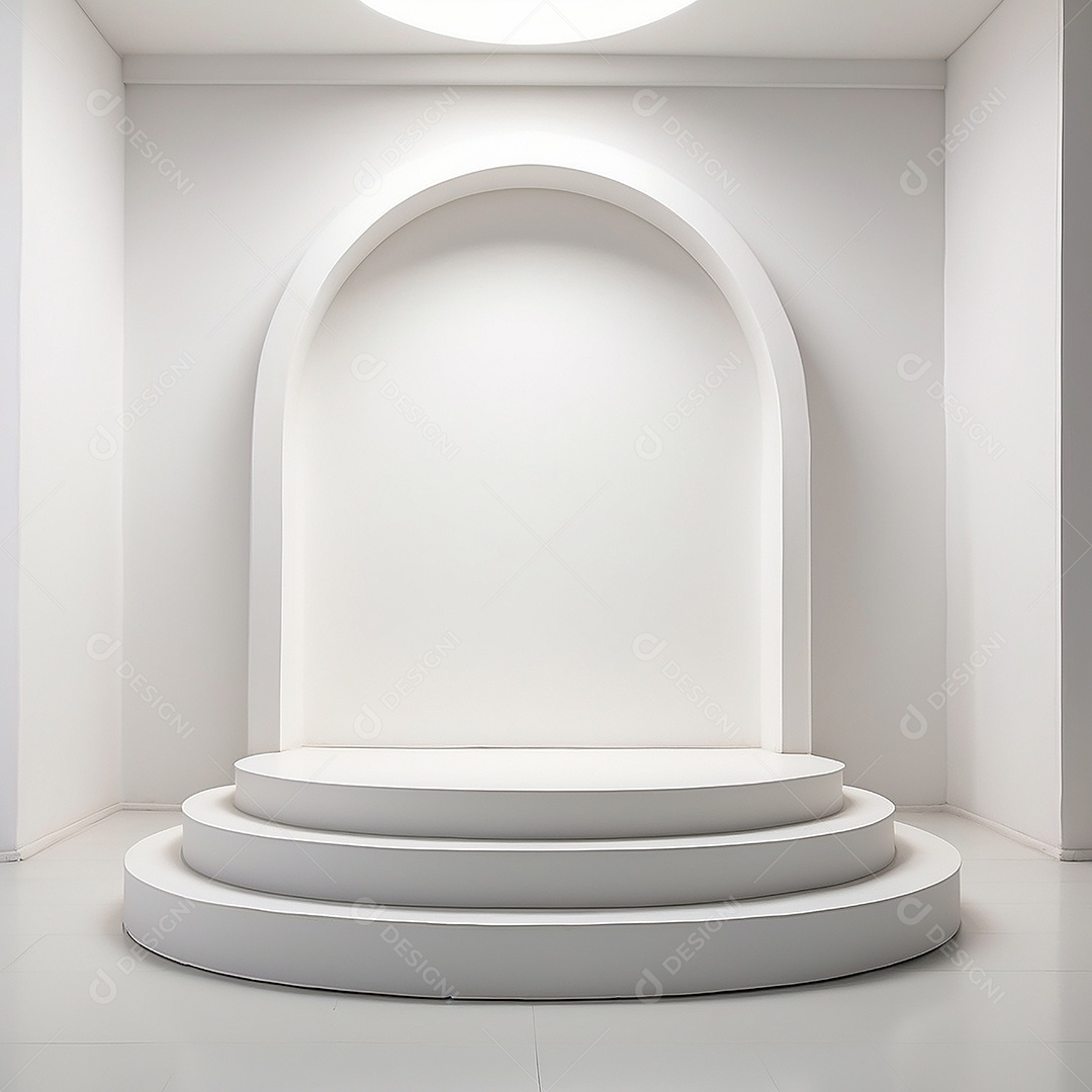Pódio branco vazio fundo branco