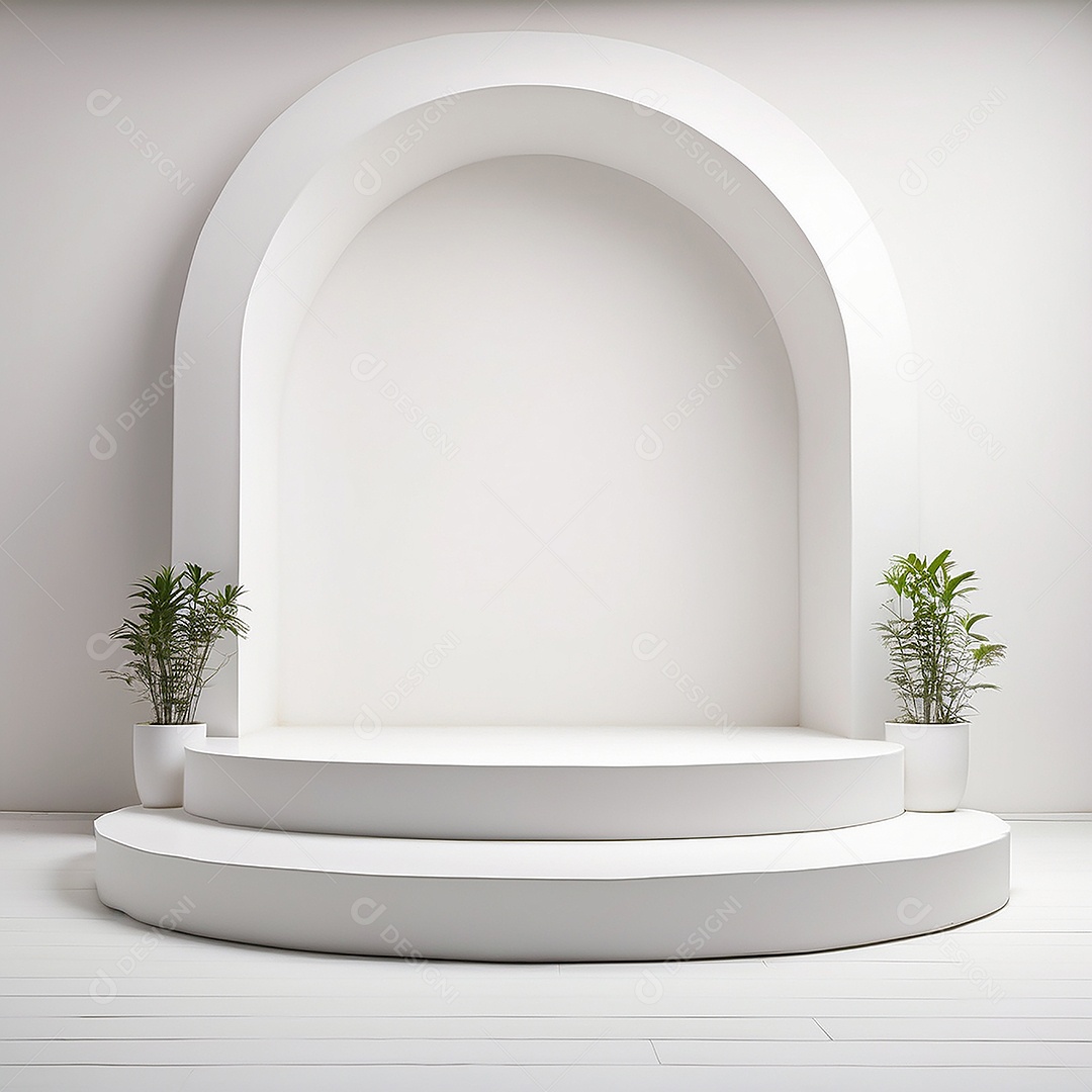 Pódio branco vazio fundo branco