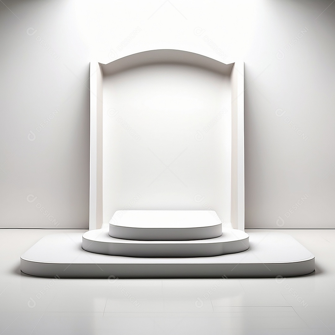 Pódio branco vazio fundo branco