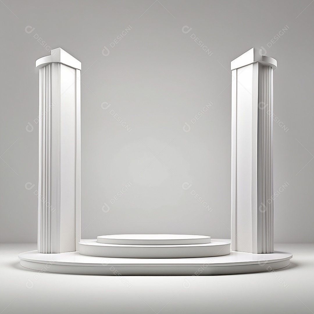 Pódio branco vazio fundo branco